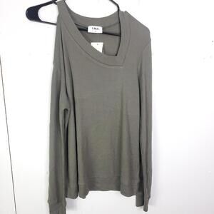 Reverence Shirt Womens XS Sydney Therma Cold Shoulder Olive Earthy New LNA